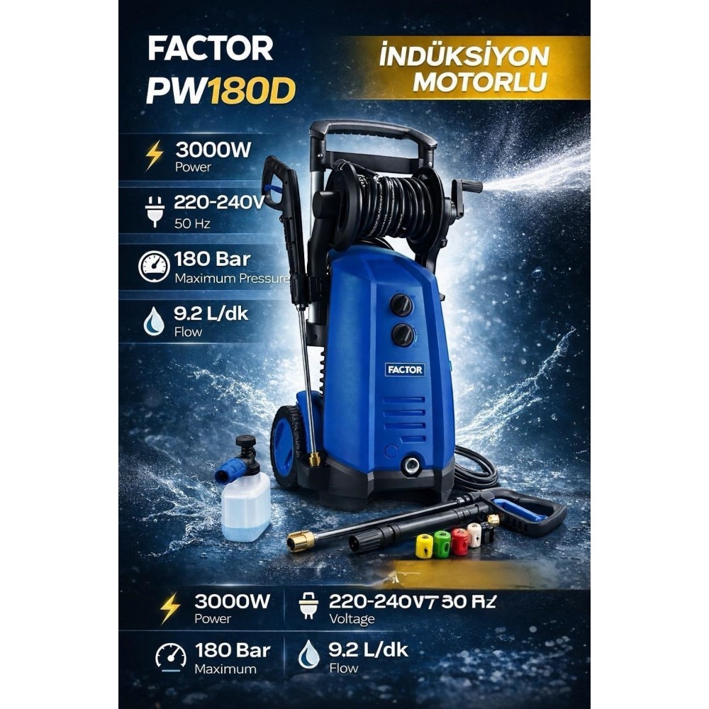 FACTOR 180 bar basınçlı yıkama makinası (PW180D)