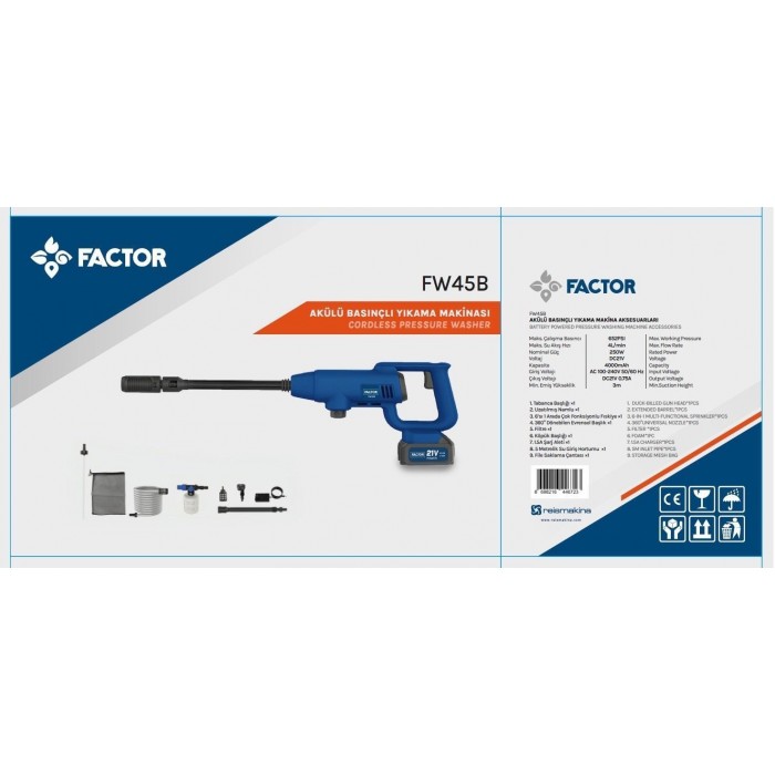FACTOR FW 45B AKÜLÜ BASINÇLI YIKAMA MAKİNASI